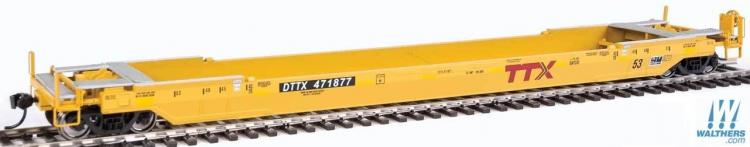 Walthers Proto - Gunderson Rebuilt 53' Well Car - DTTX #471877 (TTX Yellow) - In Stock