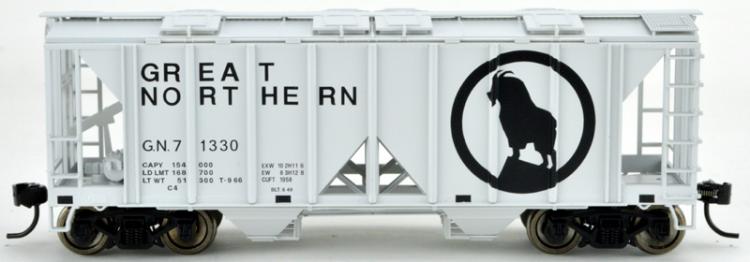Bowser - 70 Ton 2 Bay Covered Hopper - GN #71348 (Great Northern Grey - Goat) - In Stock