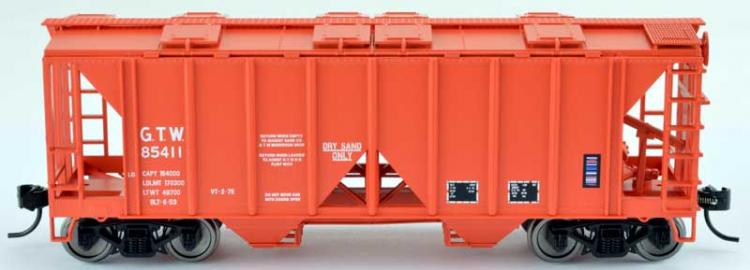 Bowser - 70 Ton 2 Bay Covered Hopper - GTW #85411 (Grand Trunk Western - Red) - In Stock