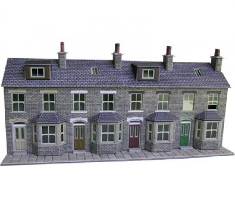Low-relief house fronts, stone