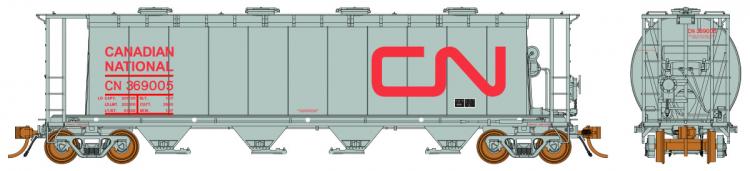 Rapido - NSC 3800 cu. ft. Cylindrical Hopper - CN Grey (Red) #369005 - In Stock