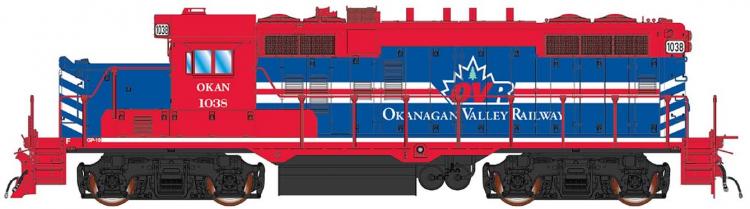 InterMountain - EMD GP10 - Okanagan Valley #1038 (OVR Red & Blue) - Pre Order