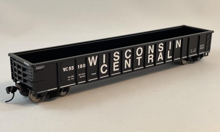Walthers Mainline - 53' Thrall Smooth Side Gondola - WC #55180 (Wisconsin Central - Black) - In Stock