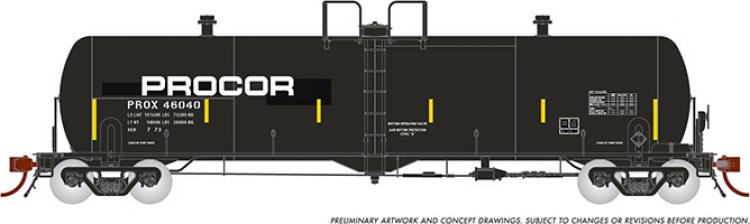 Rapido - Procor GP20 Tank Car - Procor PROX (Black - Modern Large Logo) 6 Pack - In Stock