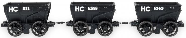ex-NER P1 Chaldron Wagons - Hetton Colliery 3-Pack (Black) - Pre Order