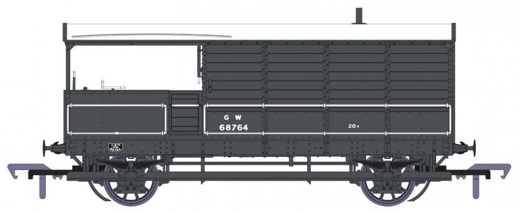 GWR AA20 Toad Brake Van #68764 (Grey - Small GW) - Pre Order