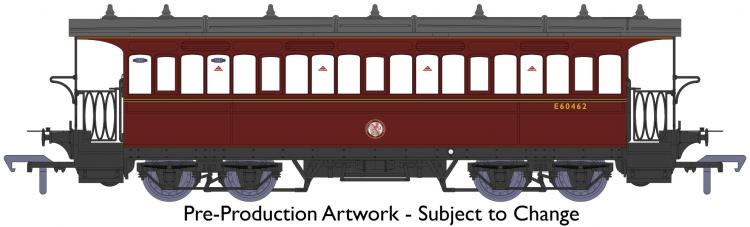 BR (ex-GER) W&U Dia.603 Third Class Bogie Tramcar #E60462 (Lined Maroon) Fictional - Pre Order