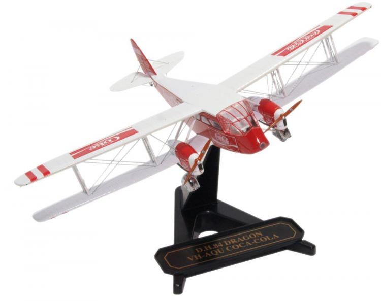 Oxford - De Havilland 84 Dragon Bi-Plane - Coca Cola #VH-AQU (CLEARANCE - was $59.99) Sold Out